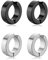 QEQSHQO 2x Schmuck Creolen Edelstahl Ohrstecker Ohrclips Klappcreolen Huggie Fake ohne Loch Silber, Schwarz)