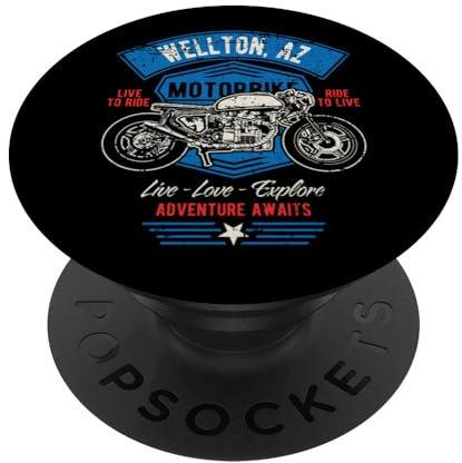 Wellton AZ USA Distressed Style Motorrad Design PopSockets mit austauschbarem PopGrip