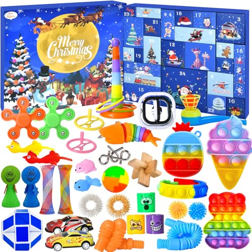 Fidget Advent Calendar 2025 for Kids, Christmas Countdown Calendar with Fun Fidget Toys, Count Down to Christmas with 24 Days Xmas Presents Box for Boys Girls