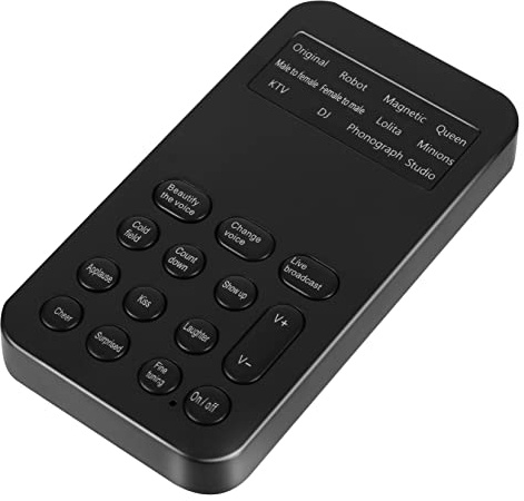 Hoement Carte Son Externe Portable Mini 8 Effets Sonores, Changeur de Voix Abs pour Téléphone et Ordinateur, pour Karaoké et Divertissement