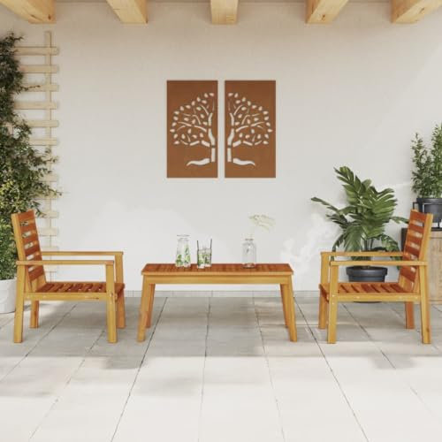Gartenmöbel-Set, 3-teilig, Massivholz, Akazie