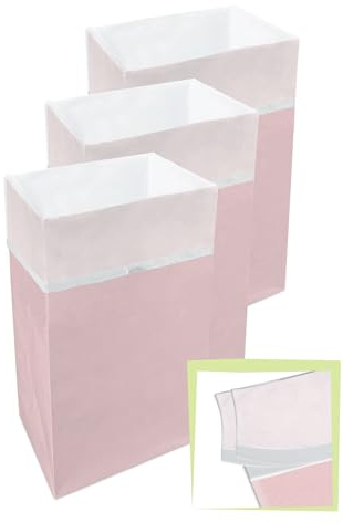 Clean Cubes 30 Gallon Disposable Pop-Up Trash Cans (3-Pack, Multi-Liner) with Fitted Bags – Foldable Garbage & Recycling Bins for Parties, Events & Kitchen (Pink 30 H x 14 W x 17 D)