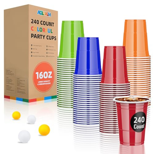 AOLUXLM 240 partymuggar set + 20 bollar, återanvändbara muggar dryckesbägare för fester och evenemang