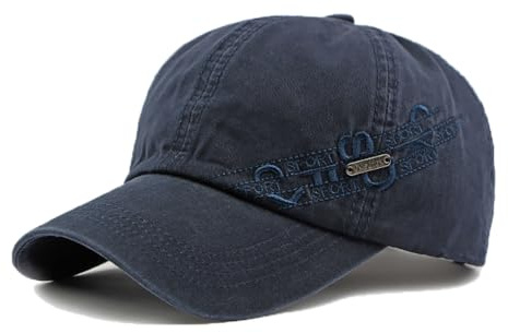 YAMEE Basekeps män bomull mjuka, skärmmössor för män med snyggt broderade, baseballkepsar för män casual justerbar, sommarmössa damer solskydd, baseballkeps män andas, Mörkblå, one size