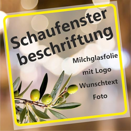 Kiwistar - Aufkleber selbst gestalten - 200x200 mm - Schaufensteraufkleber bedruckt mit Foto, Logo, Wunschtext - Milchglasfolie - Schaufensterbeschriftung - Glasdekorfolie - Werbung