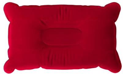 LifeChic Cojín de Viaje Hinchable 38 x 24 cm Burdeos – Comodidad y Soporte para Cuello, Viajes y relajación, avión, Coche, Tren y Oficina, fácil de inflar