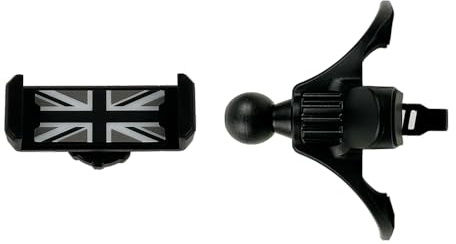 MCOAORN Car Phone Holder, for Mini Cooper R50/R52/R53 Phone Mount - Circular Air Vent Phone Holder for iPhone & Smartphones, Hands-Free Grip (Gray Union Jack)