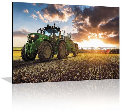 LXTOPN Leinwand Bilder mit Rahmen - Leinwandbild Landwirtschaft Traktor -Modern HD-Druck Bauernhof Poster für Wohnzimmer Dekor Wandbilder. (Bauernhaus, Grün-A01, 30x40cm)