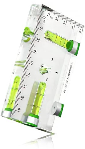 Nivel Burbuja Pequeño Magnético, Nivel de Bolsillo Acrílico de Dos Vías con 45 90 Burbuja de 180 Grados, para Fontanería Canalones y Baldosas Colgar Marcos de Cuadros (95x50x13mm)