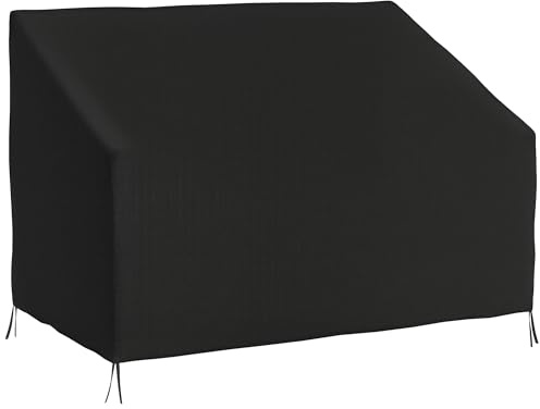 Outsunny Funda para Banco de Jardín 2 Plazas, Funda Sofá Exterior Impermeable, Tela Oxford 600D con Recubrimiento, 140x84x56/94 cm para Patio, Terraza, Negro