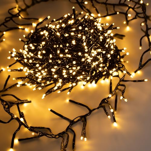 Spetebo Büschel Lichterkette soft gold 5,5 m dimmbar mit Timer - 588 LED - Weihnachtslichterkette extra warm weiß mit Stecker - Garten Deko Weihnachtsbaum Beleuchtung wasserdicht