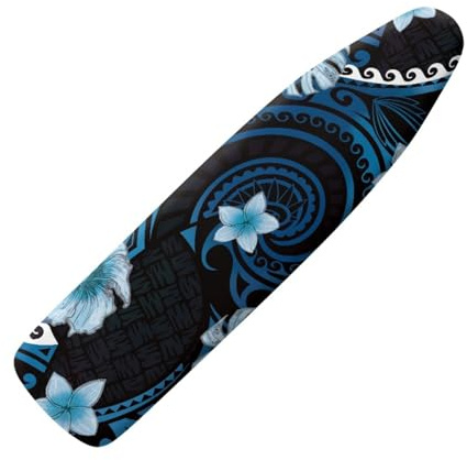 Copriasse da Stiro Universale 120x40 Nero Blu Resistente al Calore - Cordoncino di Fissaggio e Stretch-System - per Tutte Le Assi da Stiro, Facile da Cambiare