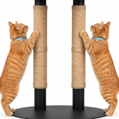2 stycken klösmattor för katter, klösbrädor, sisalsoffa katt, självhäftande, ersättning klösbräda vägg för klösträd, hyllor, soffa, möbler, gör-det-själv skydd, 25 x 50 cm (brun)