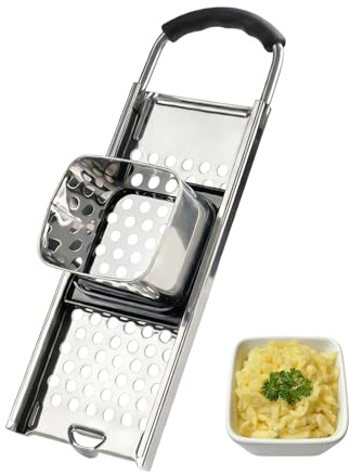 Vexnaro Spaetzle Grater, Stainless Steel Spaetzle Grater with Rubber Handle, Stainless Steel Dough Machine, for Dumplings, Pasta, Spaghetti