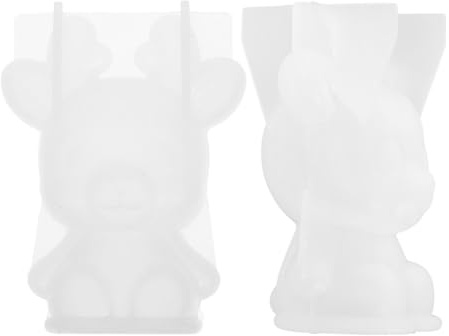 STOBAZA Molde de Silicona Flexible para Fundición de Resina, 2 Piezas Color Claro, Molde de Animal DIY Forma de Ciervo, Reutilizable para Manualidades, Decoración y Fabricación de Joyas