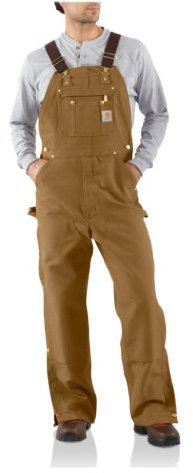 Carhartt Herren Latzhose, lockere Passform, fester Enten-Latzanzug, Carhartt Brown, 34W x 36L, Braun (Carhartt Brown), L