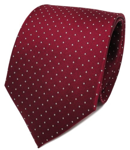 TigerTie Designer Seidenkrawatte in rot bordeaux silber gepunktet