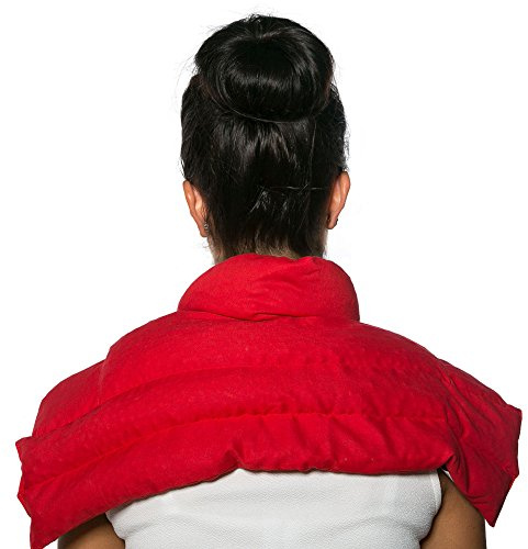 Coussin épaules et nuque avec col aux graines de lin - rouge - Coton Bio - coussin thermique Coussin aux graines