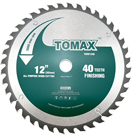 TOMAX 12-Inch 40 Tooth ATB Finishing Saw Blade with 1-Inch Arbor