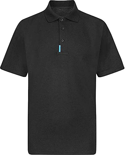 Portwest T720 WX3 Polo Shirt Pique Knit Side Vents Contrast Piping Black | Black, X Large, UPF 40+, Short Leg, 65% Polyester, Bartacked at All Stress Points, Button Placket Opening, Corporate
