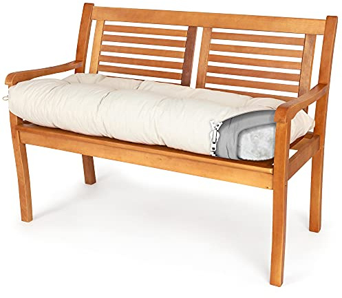 Spatium Bankauflage abnehmbar Bezug wasserdicht gesteppt Bankkissen Bankpolster Polsterauflage Auflage für Gartenbank 30 Größen zur Auswahl 7 Farben(110 x 40 x 10cm Beige)