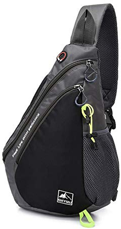 FANDARE Ligero Bolsos Cruzados Sling Bag Bolsa de Pecho Hombre Mujer Bolsa Deportiva de Hombro Bandoleras Cruzada Crossbody Rucksack para Colegio Viaje Ciclismo Hiking Camping Durable Poliéster Negro