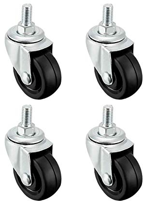 kippen 1609 K1 – Set mit 4 Rollen aus Gummi, 40 mm, mit Gewindestift M8
