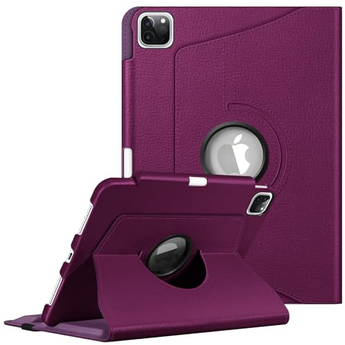 FINTIE Étui Rotatif Compatible avec iPad Pro 11 (2022/2021/2020/2018, 4e/3e/2e/1ère génération) – Support pivotant à 360 degrés avec Porte-Crayon, Veille/réveil Automatique, Violet