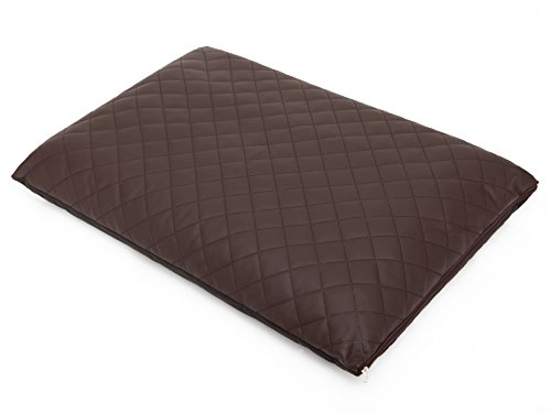 PillowPrim Hundekissen Elite Matratze Hundebett Hundesofa Hundekorb Hundecouch Tierbett Weich Haustierbett l 54x37 cm Braun Öko-Leder