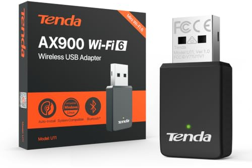 Tenda USB Bluetooth WiFi AX900, Chiavetta WiFi per PC Fisso, U11 | Bluetooth 5.4 · MU-MIMO · Soft AP · WPA2 · Windows 7/10/11 · Dual Band · Nano