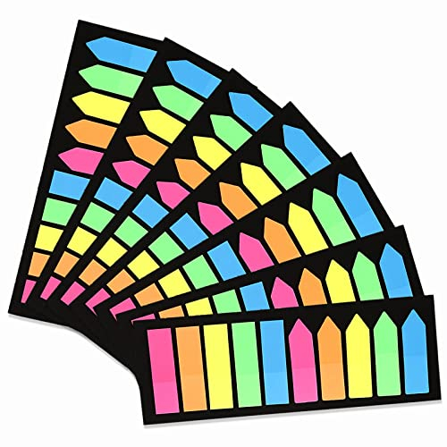 1400 Stück fluoreszierende durchsichtige Haftnotizen, DaKuan Pfeilflagge, farbige Haftnotizen, Pfeil-Index-Tabs, Seitenflaggen-Marker (5 Farben)