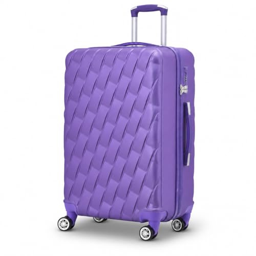 CMY 24 Medium Super Lightweight Hard Shell ABS+PC Travel Hold Check in Luggage Suitcase with 4 Dual Spinner Wheels Trolley Bag 3 Digit Combination Lock Telescopic Handle (Purple, 24)