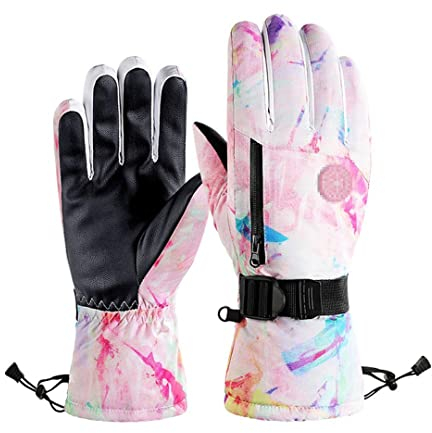 Herren Damen Winter Snowboard Skihandschuhe Leder Motorrad Radfahren Fleece Warm Schnee Handschuhe Paar M