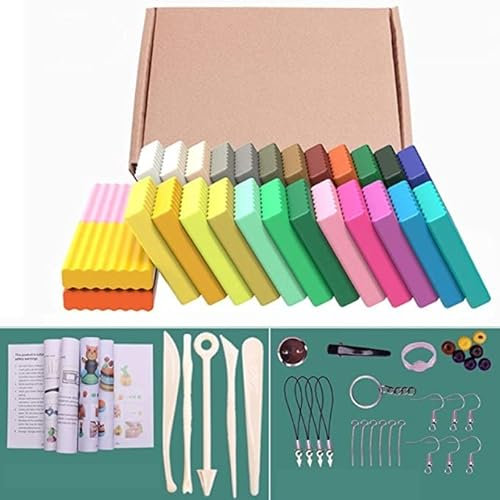 Queta 24 Color Polymer Clay Set, Soft Non-Toxic Safe Clay Kit, Oven Bake or Air-Dry, Arts and Crafts for Kids, Ages 3+