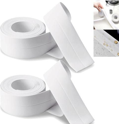 2 nastri di tenuta per vasca da bagno, autoadesivi, bianchi, autoadesivi, impermeabili, in silicone, impermeabili, per hotel, doccia, angoli, lavelli da cucina, vasca da bagno