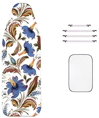 WTAIS BüGeltischbezug Aus Baumwolle, Extra Dick - 2-Lagiges Design, Lila Druck, Austauschbarer Bügelbrettabdeckung In üBergrößE, mit Isolierter Netzunterlage Und VerschlüSsen