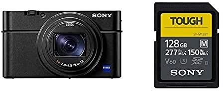 Sony RX100 VII | Premium Bridge-Kamera (1 Zoll-Sensor, 24-200 mm F2.8-4.5 Zeiss-Objektiv, Auto-Augenautofokus, 4K-Filmaufnahmen und neigbares Display) + Speicherkarte