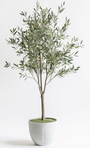 Olivier artificiel de 1,5 m - Faux arbre décoratif pré-pot - Plantes artificielles modernes pour une superbe décoration intérieure et extérieure, porche et espaces de bureau à domicile - Arbres