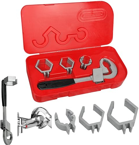 Universal Adjustable Double Wrench 80mm Open-end Crescent Wrench Pipe for Valves/Faucets/Connecting Pipes/Shower Heads Hand Tool with Box Multifunctional Wrenchs for Water Repair