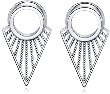 Lieson Plug Flesh Tunnel, 2 Stück Edelstahl Tunnel Set Poliert Hohl Dreieck 6mm Flesh Tunnel Silber