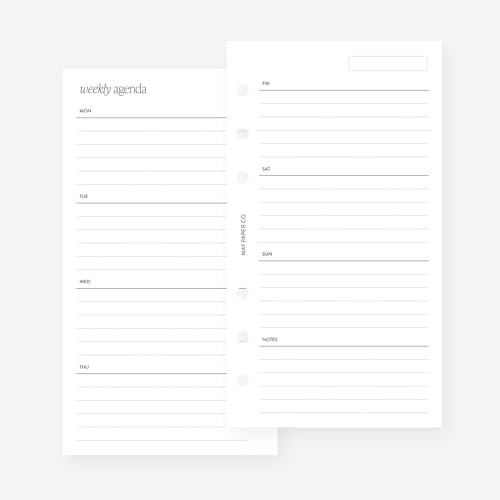 Persönlicher undatierter Wochenplaner, horizontal, liniert, Woche auf 2 Seiten, Einlage für Filofax Personal, LV MM Agenda-Nachfüllpackung, 6 Löcher, 9,5 x 17,5 cm