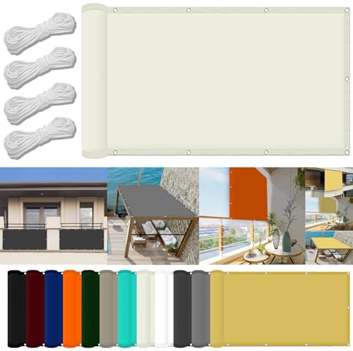 Sonnensegel Wasserabweisend 0.6 x 1 m PES Windschutz Sonnensegel Quadrat Uv-Schutz-Polyestergewebe mit Seil Ideal für Schwimmbäder Partys Und Outdoor-Aktivitäten, Ivory