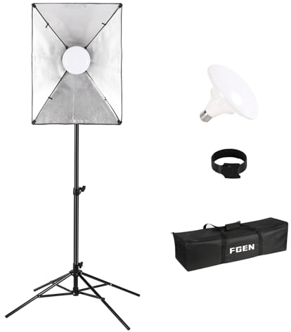 135W 5500K Softbox,FGen version mise à jour du support à quatre pieds d'éclairage photo 83CRI LED ampoule monochrome,kit d'éclairage photo 50X70cm,câble long 300cm, éclairage de studio d'interface E27