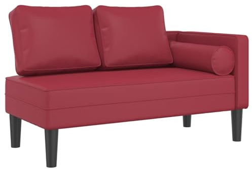 vidaXL Chaiselongue mit Kissen Weinrot Kunstleder