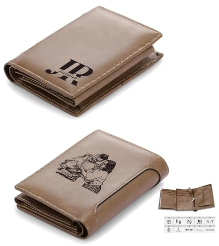 lorajewel Personalisierte Herren Geldbörsen mit Namen Portemonnaie Brieftasche mit Foto Gravur Geschenke für Männer Valentinstag Vatertag Geburtstag Weihnachten (J)