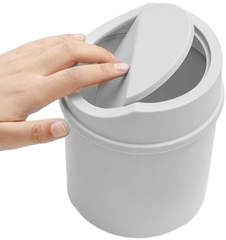 Tiny Desktop Dustbin, Waste Bin for Dressing Table - Plastic Desktop Trash Can with Lid, Countertop Garbage Storage Bucket for Bedrooms, Bathroom, Kitchen