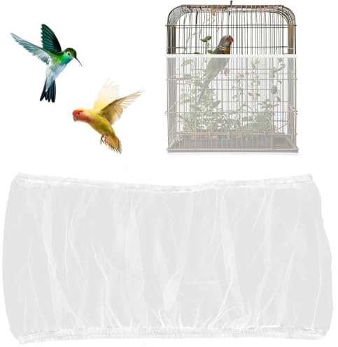 JEYORZY 1 pcs Vogelkäfig Abdeckung, vogelkäfig netz, schutznetz vögel, Einstellbar Vogelkäfig Abdeckung, Vogelkäfig Samenfänger, Schutznetz für Vogelkäfig, Papageien Nylon Mesh Geeignet