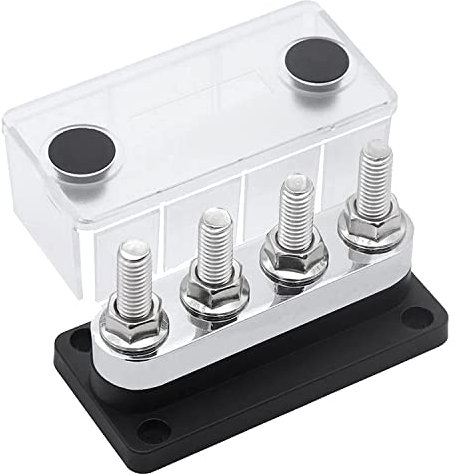 Mauedest 600A Bus Bar 4-Stud (3/8 pollici) M10 Alta Corrente Rame Morsettiera Marine DC 12V 24V 48V con copertura (nero)
