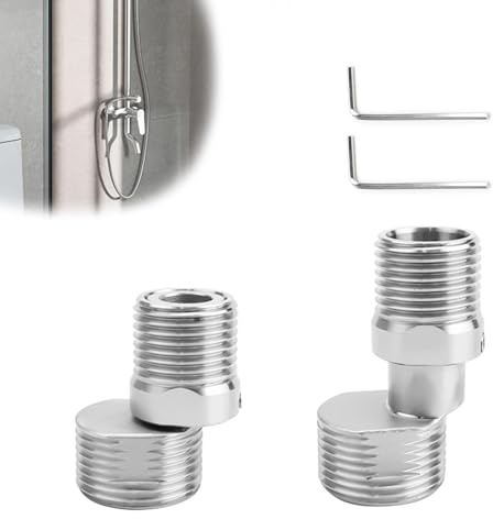 PARFCO S Anschluss 2 Stück Duschmischer Adapter, Abgewinkelter Gebogener Fuß aus Edelstahl, Dusche Wasserhahn Adapter, S-Anschluss Lang, Verstellbare Länge, für Küche, Bad