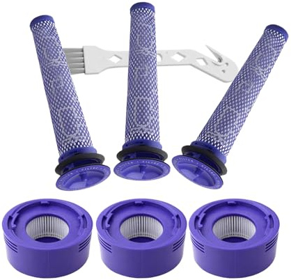 6 Pack upright Filter Replacement parts for Dyson V7, V8 Animal, V8 Absolute & SV10 Cordless Vacuum, Replaces Part NO.#965661-01 & 967478-01.